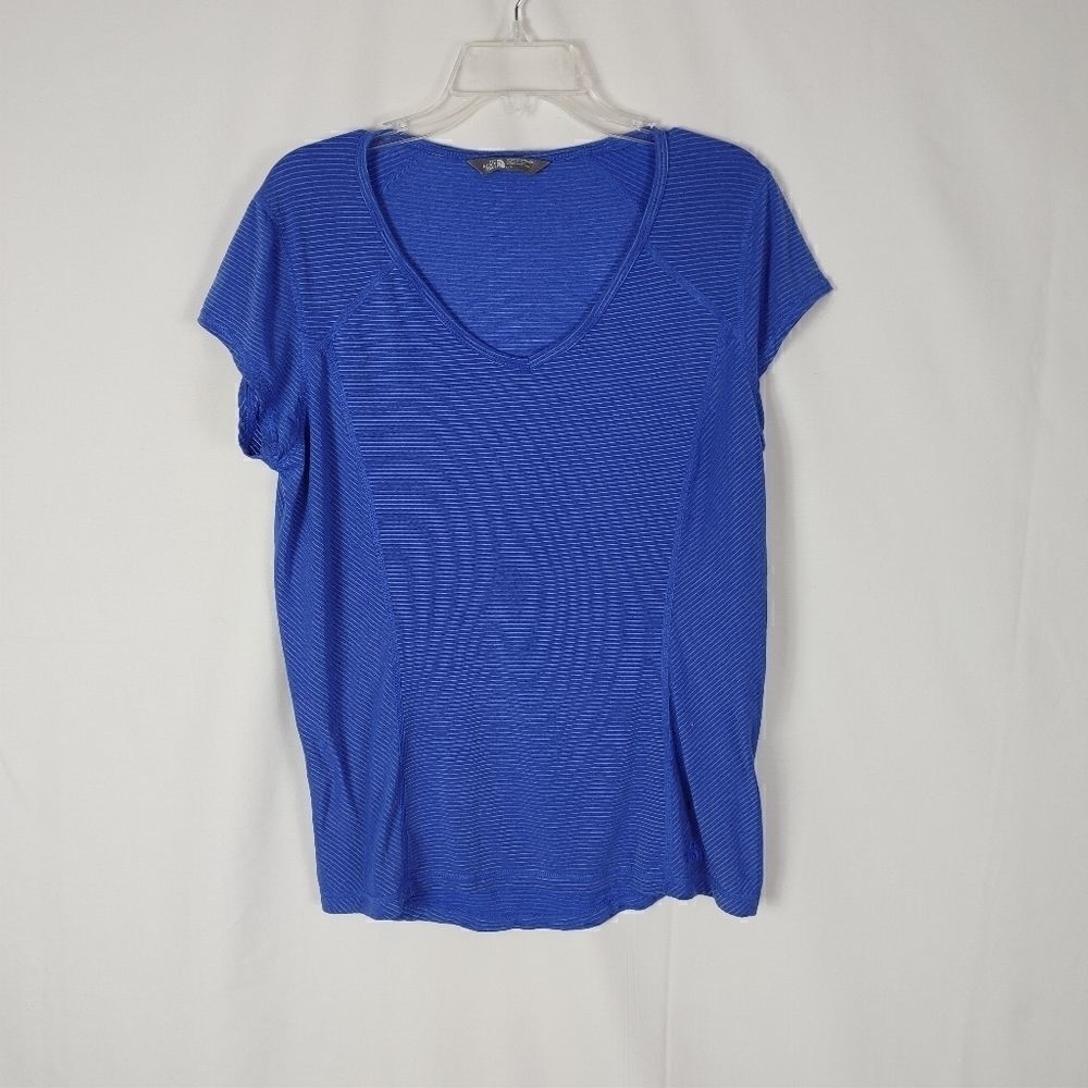 The North Face Women's Blue Pin Stripe V Neck Tee